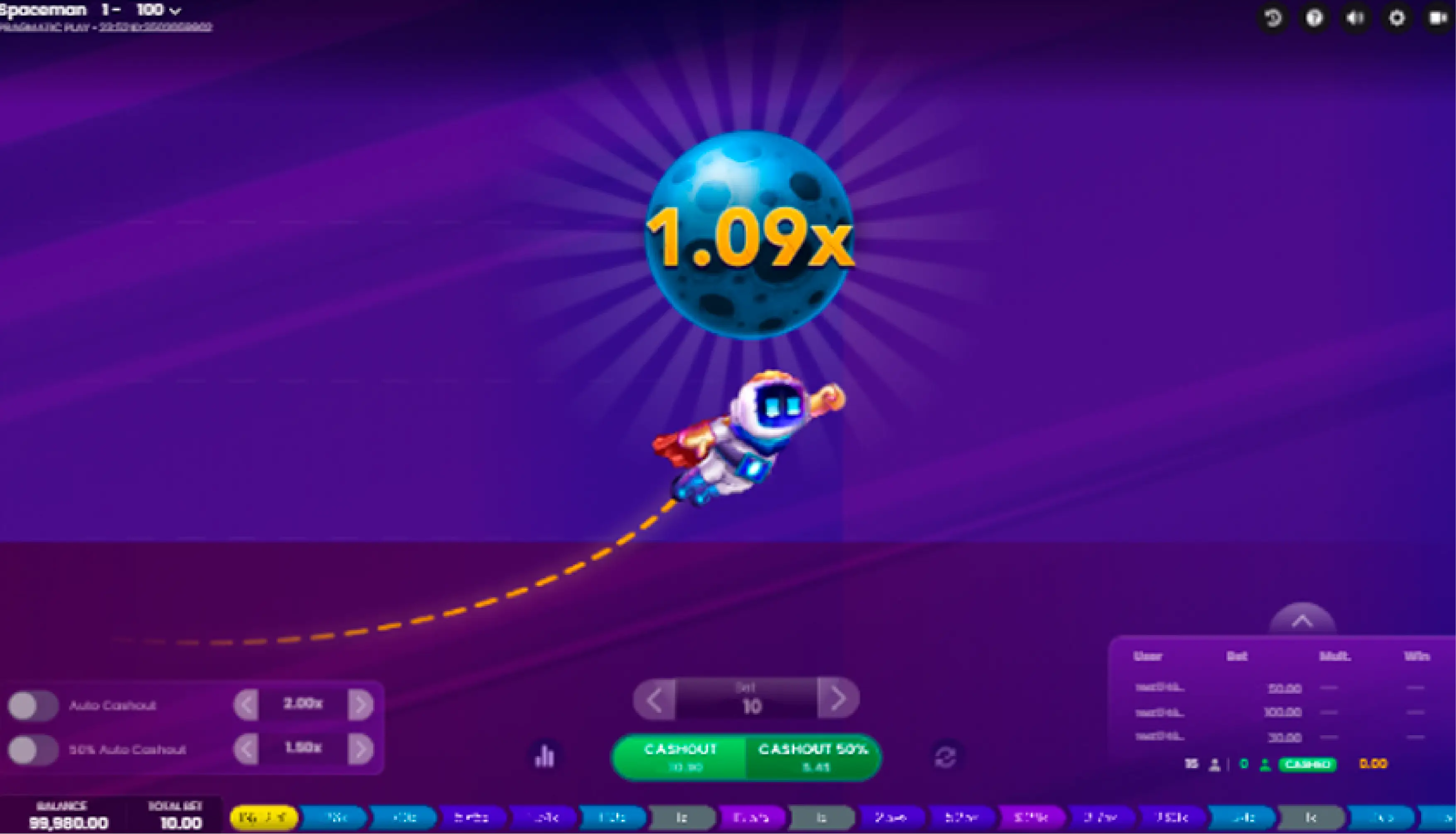 Spaceman multiplicador x1 início do jogo astronauta