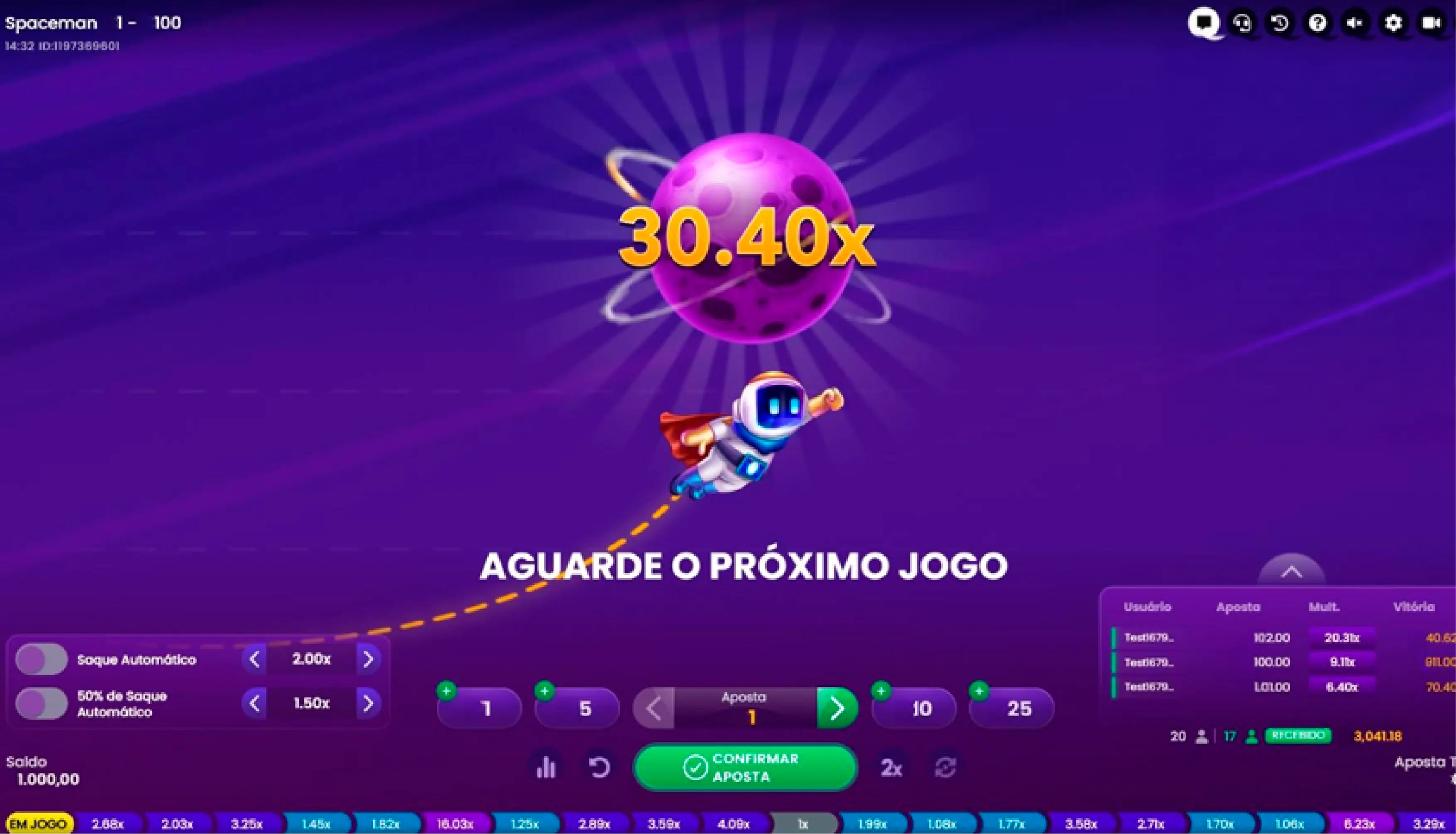 Spaceman multiplicador x30 grande ganho astronauta